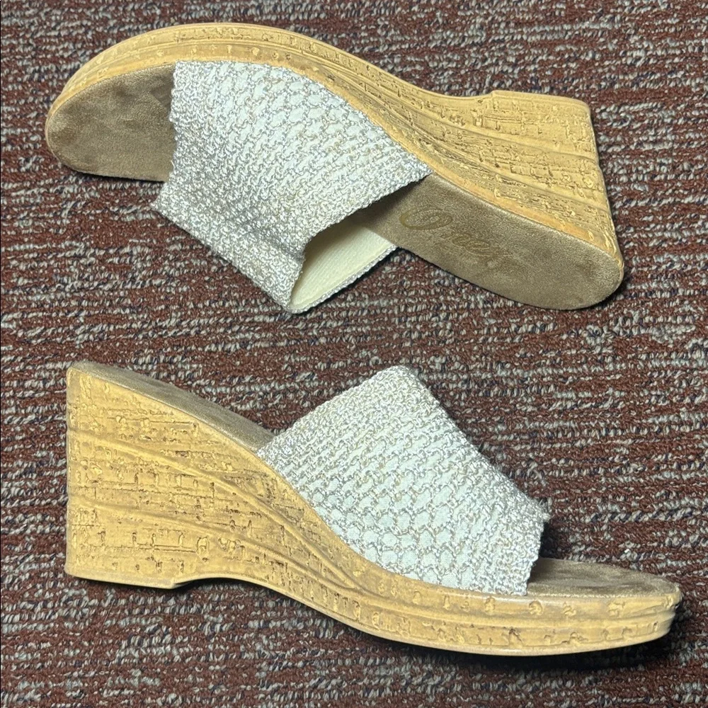 Onex made in Italy platform Elegant Cream Wedge Sandals cork heel beach wedding